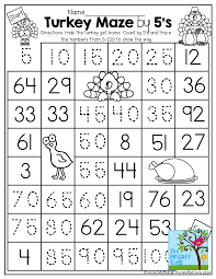 Count By 5 S Worksheet By Tracing The Path From The Turkey To The Baby Great Introduction To Counting By 5 Money Math Teaching Math 1st Grade Math Worksheets