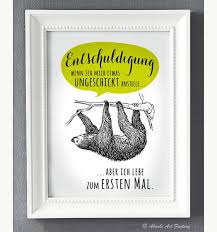 Kunstdruck A4 Faultier Ungeschickt Faultier Tiere Kunstdruck