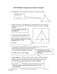 A2 + ( a √3) 2 = (2 a) 2. 30 60 90 Right Triangles And Algebra Examples Beacon Learning