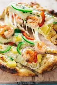 Asian Seafood Pizza Baking Pizza Recipes Dough Homemade Sauce Crust Seafood Toppings Party Ideas Br Seafood Pizza Recipes Pizza Recipes