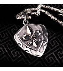 Men S Sterling Silver France Fleur De Lis Shield Necklace Jewelry1000 Com Black Hills Gold Jewelry Mens Silver Necklace Sterling Silver Mens