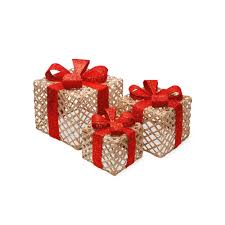 National Tree Company Gift Box Christmas Table Decor 3 Piece Set Christmas Table Decorations Gift Boxes Decoration Gifts