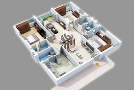 Browse our collection of three bedroom house plans to find the perfect floor designs for your dream home! 20 Designs Ideas For 3d Apartment Or One Storey Three Bedroom Floor Plans Home Design Lover