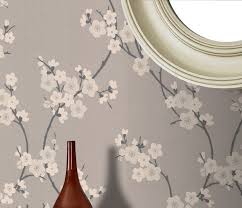 Cherry Blossom Taupe Charcoal Cherry Blossom Wallpaper Floral Wallpaper Wallpaper