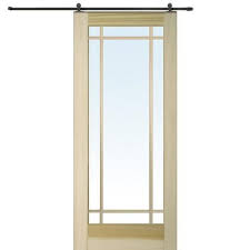 Mmi Door Unfinished Poplar Veneer Barn Door Hardware Included Common 34 In X 80 In Actual 34 In X 80 In Lowes Com Glass Barn Doors Wood Barn Door Wood Doors Interior