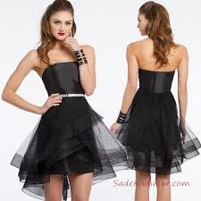 2019 Mini Elbise Modelleri Siyah Kisa Saten Straplez Tul Etek Elbise Etek Kisa Mini Modelleri Saten Siyah S Dresses Homecoming Dresses Formal Dresses