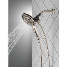 Delta Universal Showering Components Chrome 4 Spray Dual Shower Head 2 5 Gpm 9 5 Lpm Lowes Com Shower Remodel Small Shower Remodel Shower Heads