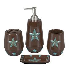 Ideas western bathroom cowboy bathroom accessories home design furniture gallery cowboy decorating ideas. 4pc Turquoise Star Bathroom Set The Cabin Shack