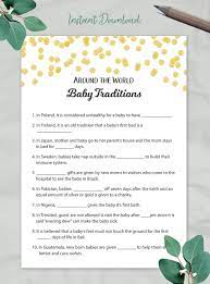 Baby Traditions Around The World Baby Shower Games Printable Etsy Printable Baby Shower Games Baby Shower Games Baby Shower Bundle
