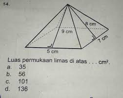 Luas Permukaan Limas Di Atas Cm Tolong Di Bantu Kak Besok Di Kumpulkan Brainly Co Id