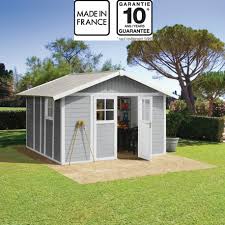 Abri de jardin grosfillex pas cher. Abri De Jardin En Pvc 11 2m Deco Gris Clair Et Blanc Grosfillex