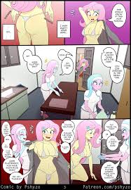 3036714 - suggestive, artist:pshyzomancer, aloe, fluttershy, lotus blossom,  human, comic:tactile response, equestria girls, g4, adorasexy, ass,  bathrobe, belly button, bikini, bikini bottom, bikini top, blushing,  breasts, busty fluttershy, butt ...