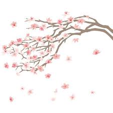 Pink Cherry Blossom Tree Wall Decal 15 Liked On Polyvore Featuring Home Home Decor Backdrop Ba Cherry Blossom Wall Art Tree Wall Art Flower Wall Decals