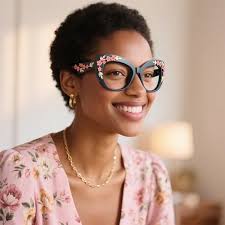 Black Cat-eye Unique Gorgeous Balance Custom Engraving Eyeglasses