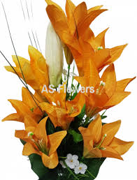 Inspirational h vases artificial flower arrangements i 0d design dry description: Artificial Flowers Lilies Bouquet 63cm Orange Product Name