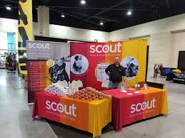 Take A Look At Scout S Trade Show Booth Utilizing Apg Exhibits Following Display Products Http Www Retractable Banner Stand Fabric Display Banner Stands