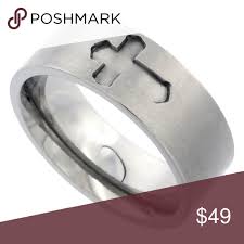 Titanium 8mm Wedding Band Cross Ring Flat Unisex 8mm Wedding Band Titanium Wedding Band Wedding Rings Unique