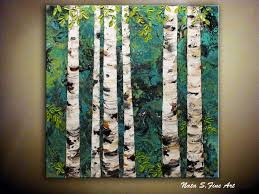 Birch Tree Canvas Wall Art Original Birch Tree Painting Rolled Canvas Print Wall Art Etsy Etsy Wall Art Birch Tree Painting Tree Painting