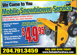 Winnipeg Mobile Snowblower Tune Up 49 95 Snow Blower Lawn Mower Repair Winnipeg