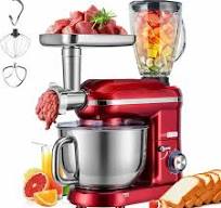 VIVOHOME 3 in 1 Multifunctional Stand Mixer with 6 Quart Stainless Steel  Bowl, 650W 6 Speed Tilt-Head Meat Grinder, Juice Blender, Red