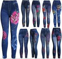 Wholesale/Bulk Lot 6pc or 10 Pcs Women's Assorted Faux Denim Printed  Leggings