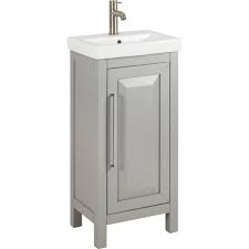 Gray and white bathroom vanity. The Best Shallow Depth Vanities For Your Bathroom Trubuild Construction
