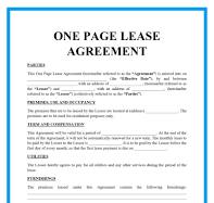 Free One Page Lease Agreement Templates