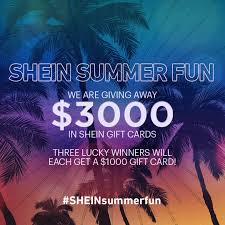 To shop shein's stylish clothing at discounted prices! Shein On Twitter Welcome To Our Sheinofficial Instagram To Win Https T Co Ggvbjchbwe Summer S Almost Here And We Re Giving Away Three 3 1000 Shein Gift Cards To Celebrate A Winner Will Be Selected Every 5