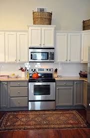 Top Cabinets Different Color From Bottom Gray And White Kitchen Bottom C Painted Kitchen Cabinets Colors Kitchen Island Cabinets Kitchen Cabinet Colors