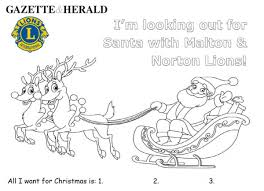 Here is a colouring page to print and enjoy. Lions Launch Christmas Colouring Competition Prizes To Be Won Gazette Herald