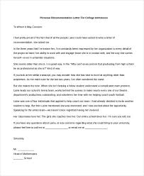 Letters of recommendation are a requirement for nearly every college application. Free 5 Sample Personal Recommendation Letters In Pdf Ms Word