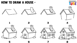 How To Draw House For Kids Step By Step Drawings For Kids Step By Step Drawing House Drawing Easy Drawings For Kids