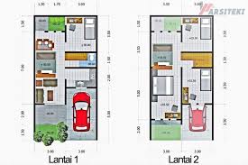 1 kamar utama di lantai dasar dan 2 kamar tidur anak di lantai 2. Desain Rumah Type 45 Minimalis Biaya Dan Denah