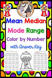 Mean Median Mode Range Worksheet Color By Number With Answer Key Mean Median And Mode Learning Math Math Stations