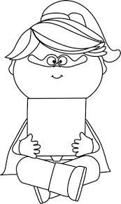 Black And White Superhero Clipart Black And White Superhero Girl Holding A Blank Sign Clip Art Black And White Superhero Girl Holding A Blank Sign Image Blank Sign Clip Art Preschool Colors