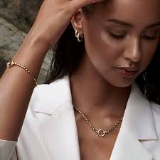 Stainless Steel Box Chain Necklace Big Circle