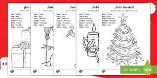 Our unicorn coloring pages are completely free and printable on your home printer. Feliz Navidads T2 Sp Merry Christmas Colour By Number Words Activity Sheet Spanish Ver 2 Jaimie Bleck