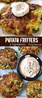 3 Ingredient Scallion Potato Fritters Recipe Daily Yum Recipe Potato Fritters Fritter Recipes Potato Fritters Recipe