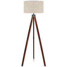 Lepower Wood Tripod Floor Lamp Flaxen Lamp Shade With E26 Lamp Base Modern Design Reading Light For Living Roo Cool Floor Lamps Tripod Floor Lamps Floor Lamp