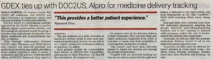 Newsletter sign up for our weekly newsletter to find out what's hot at the star online. The Star Malaysia Gdex Ties Up With Doc2us Alpro For Medicine Delivery Tracking Alpro Pharmacy