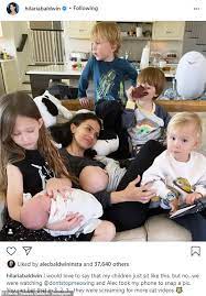 Hilaria Baldwin Cradles One Of Her Two Infants In Heart Melting Instagram Snap Daily Mail Online