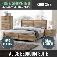 Bedroom Suite King Size Mdf Aesthetic Strong Pole Legs Oak Flat Pack 4pcs Alice Queen Sized Bedroom Queen Size Bedroom Suites Bedroom Suite