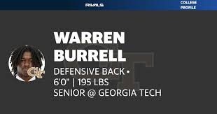 Warren Burrell SENIOR Defensive Back Georgia Tech