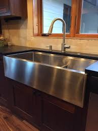 Standard kitchen sinks typically range in size from 22 inches long for a single bowl to 48 inches long for a double bowl or farmhouse style. 39 Apron Front Ledge Sink Double Bowl Large Bowl Left 5lad39c Create Good Sinks