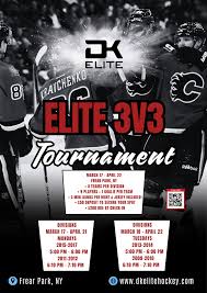 Elite 3v3 is back at Frear Park, NY. March 17-April 22 Spots Fill Up Fast.  Sign Up Before It's Too Late!  https://www.dkelitehockey.com/3v3-springleague