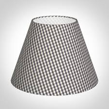 5 top diameter, bottom diameter is 6 3/4 and 8 1/4, 7 high. 30cm Empire Lamp Shade Stone Grey Gingham Jim Lawrence