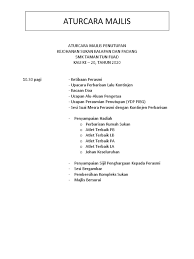 Event cards, briefing program, tentative program, doa pembuka majlis. Aturcara Majlis