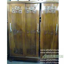Lemari baju sliding 3 pintu. Lemari Minimalis Jati 3 Pintu Sliding Ukir Allia Furniture