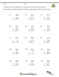 3 digit addition worksheet with regrouping free addition worksheets for working on regrouping to the hundreds place. Double Digit Addition With Regrouping