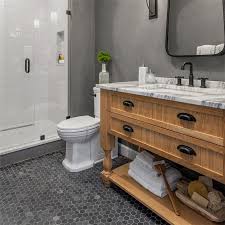Others may want a pure wood texture tiles for their bathroom to achieve a nature themed, that will look like using the same wall tiles on the floor. Somertile Crag Hexagon Black 11 13 X 11 13 Slate Mosaic Tile Overstock 8300850
